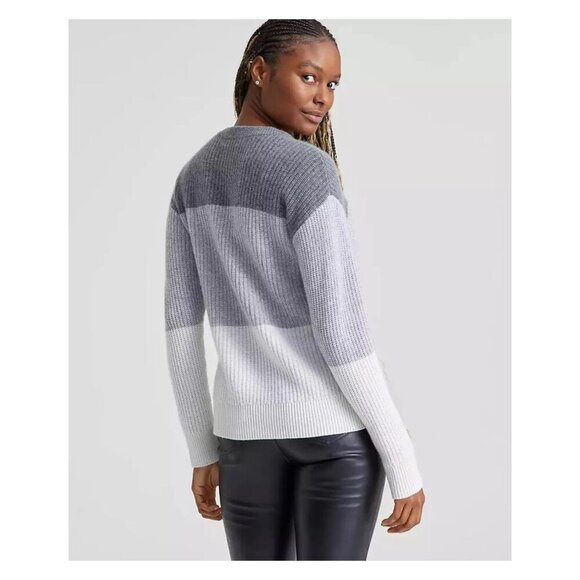 CHARTER CLUB NWT 100% Cashmere Colorblocked Rib-Knit Sweater - Picture 2 of 7